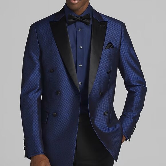 NEW Jos. A. Bank Slim Fit Dot Double Breasted Dinner Tuxedo Jacket 44 LONG 44L - Picture 1 of 5
